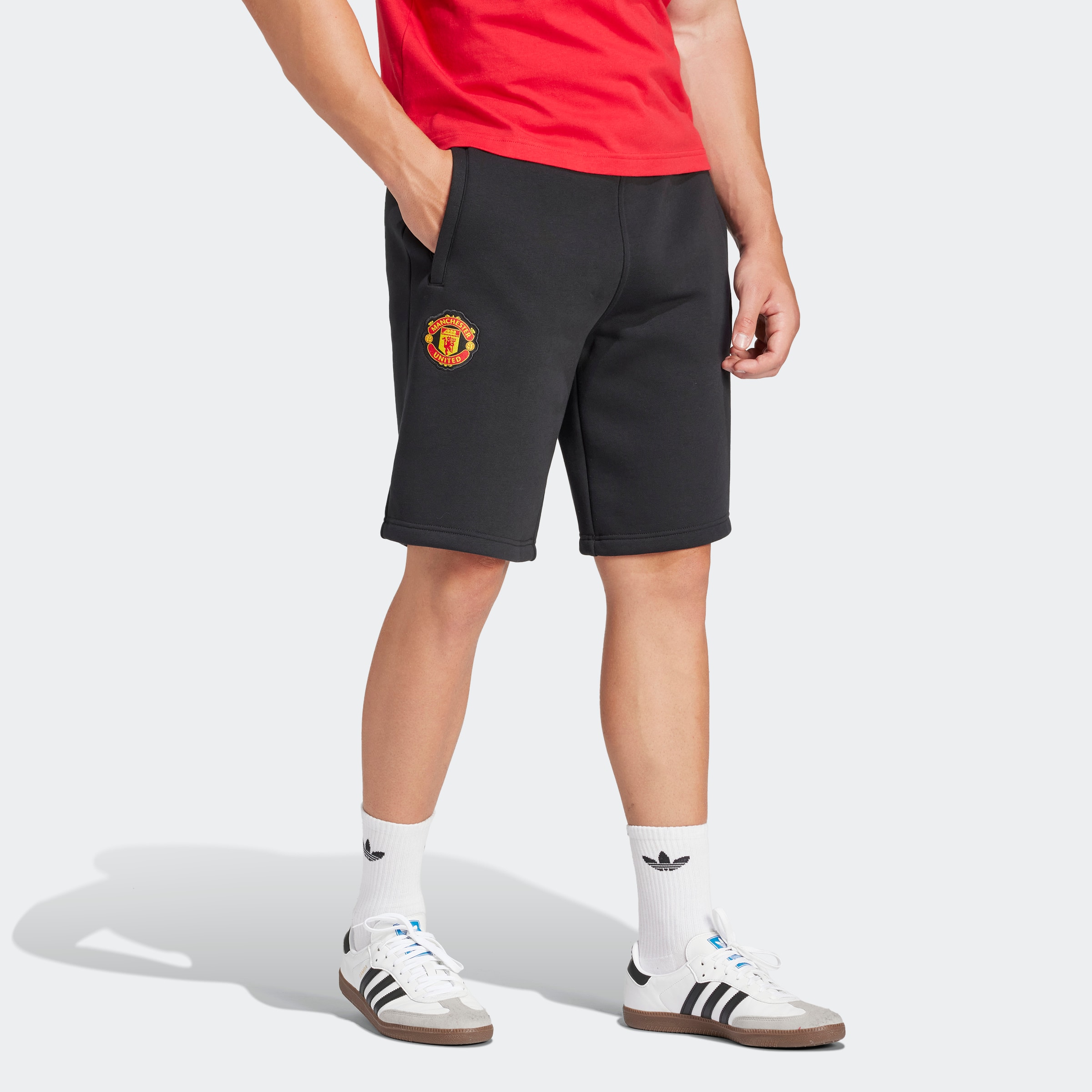 Buy Manchester United x adidas Originals Essentials Shorts Black Manchester United Store