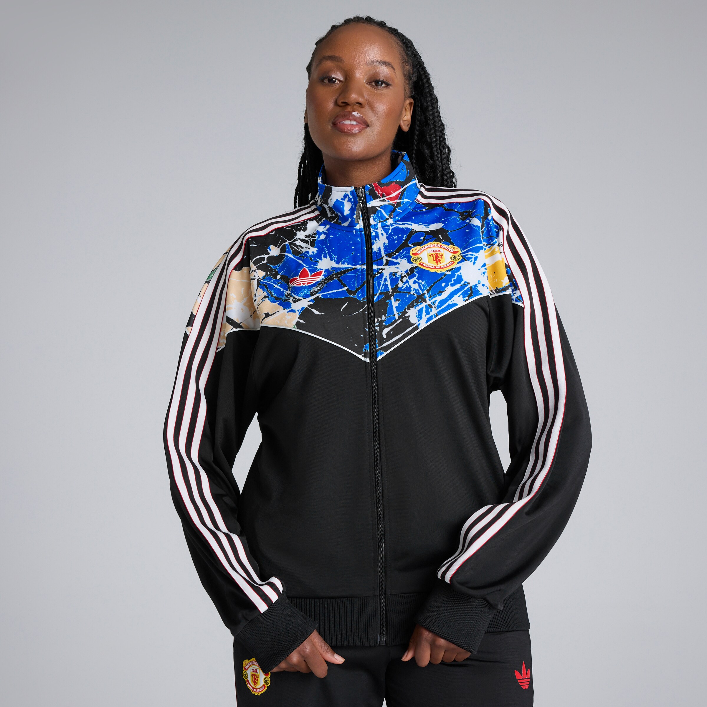Manchester United x adidas Stone Roses Track Jacket Black Black Detail [7-8]