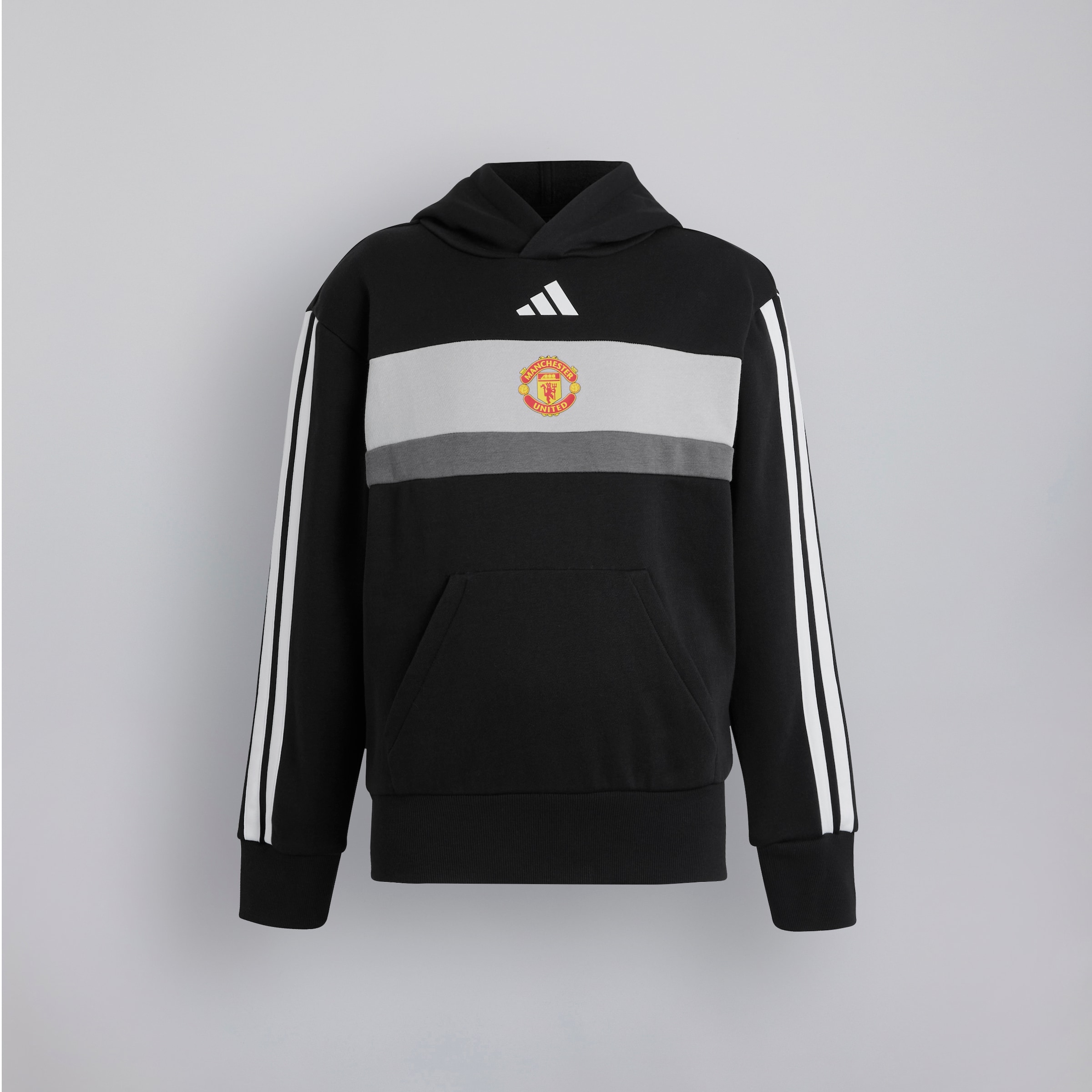Manchester United x adidas Kids Essentials Tiberio 3-Stripes Fleece Hoodie Black Black