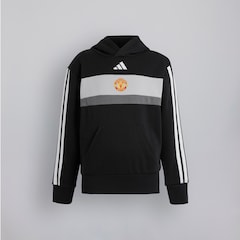 Manchester United x adidas Kids Essentials Tiberio 3-Stripes Fleece Hoodie Black