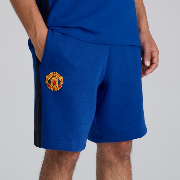 Manchester United x adidas Essentials 3-Stripes Fleece Shorts Blue Blue